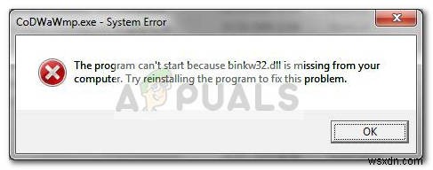 修正：binkw32.dllにエラーがありません 