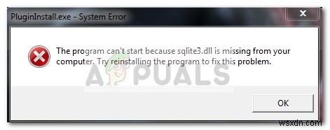 修正：sqlite3.dllがコンピューターから欠落している 
