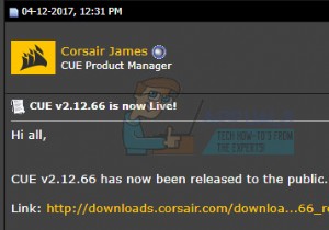 修正：Corsairユーティリティエンジンの更新エラー 