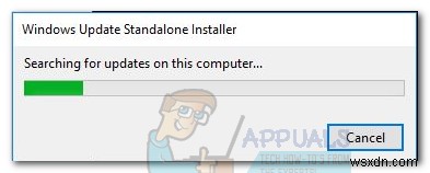 修正：WindowsUpdateスタンドアロンインストーラーが更新の検索でスタックする 