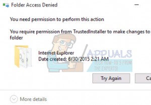 修正：TrustedInstallerからの許可が必要です 