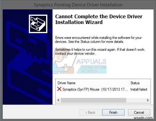 修正：Windows10にSynapticsタッチパッドドライバーをインストールできない 
