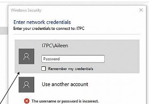 修正：Windows10でネットワーククレデンシャルポップアップを入力する 