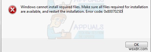 修正：Windowsが必要なファイルをインストールできない0x8007025D 