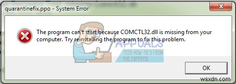 修正：Windows7でアプリケーションを起動するとCOMCTL32.DLLが見つからない 