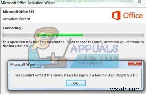 Office365/2016アクティベーションエラー0x80072EFD「サーバーに接続できませんでした」を修正する方法 