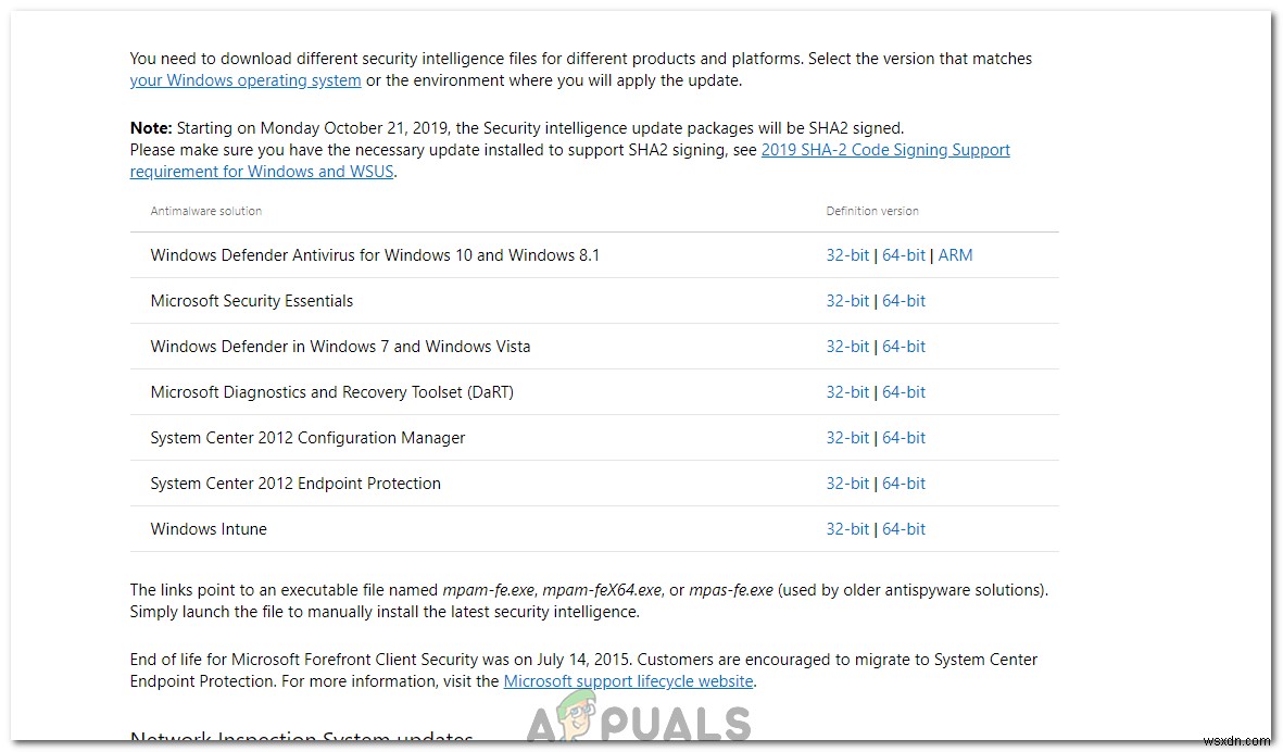 修正：WindowsDefenderの定義の更新がエラー0x80070643で失敗する 