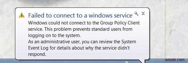 修正：Windowsサービスへの接続に失敗しました 