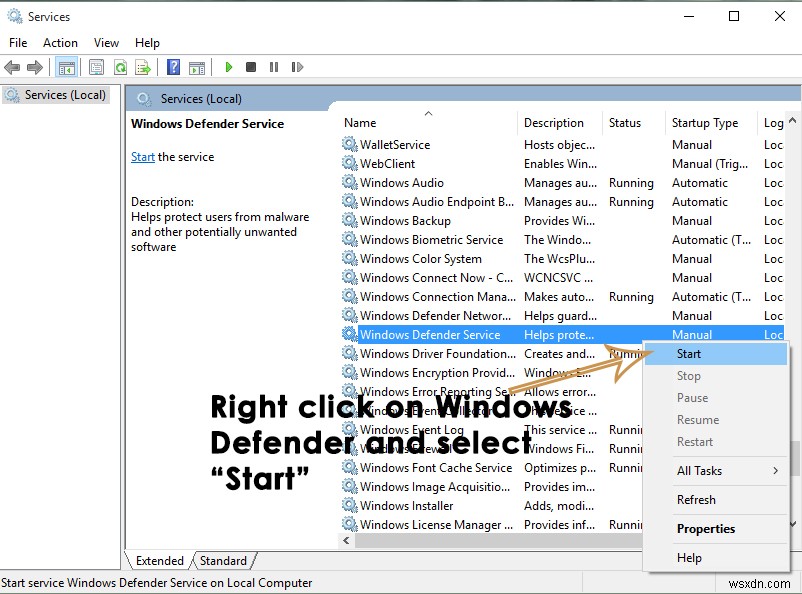 修正：Windows10でのWindowsDefenderエラー0x8007139F