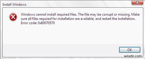 修正：Windowsが必要なファイルをインストールできないエラー0x80070570 