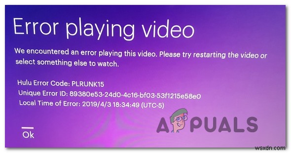 HuluのエラーコードPLRUNK15とPLAREQ17を修正する方法 