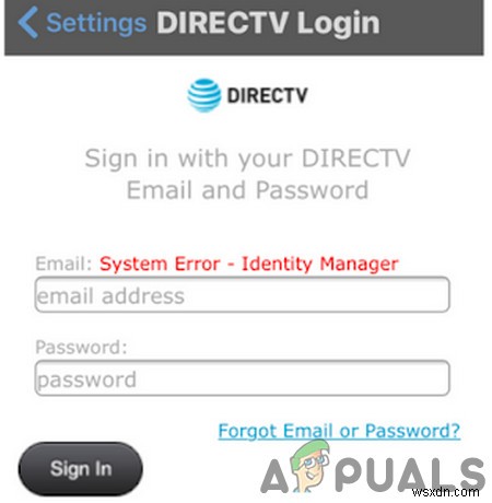 修正：DirecTVシステムエラー「IdentityManager」 