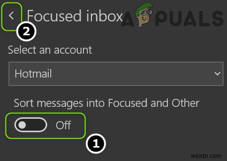 Outlook（WEB）でフォーカスされた受信トレイを有効または無効にする 