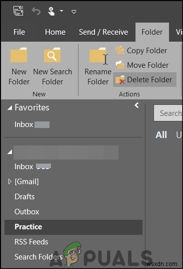 修正：Outlookで電子メールフォルダを削除できない 