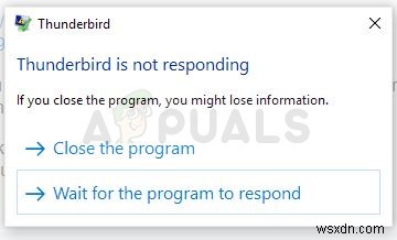 修正：ThunderbirdがWindowsで応答しない 