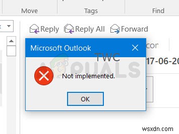 修正：MicrosoftOutlookエラー「実装されていません」 