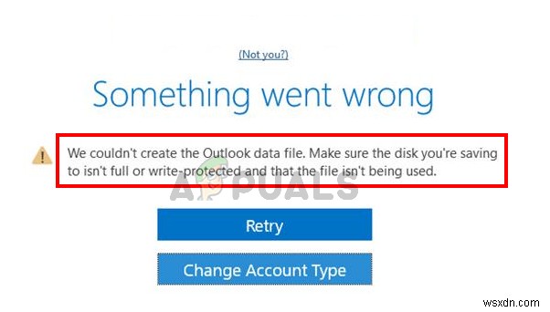 修正：Outlookデータファイルを作成できませんでした 