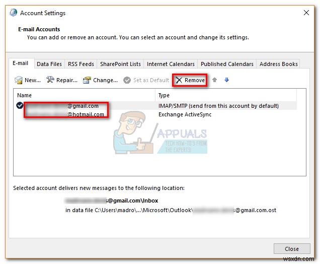 Outlookからプライマリアカウントを変更または削除する方法 