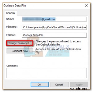 Outlookデータファイルからパスワードを追加または削除する方法 