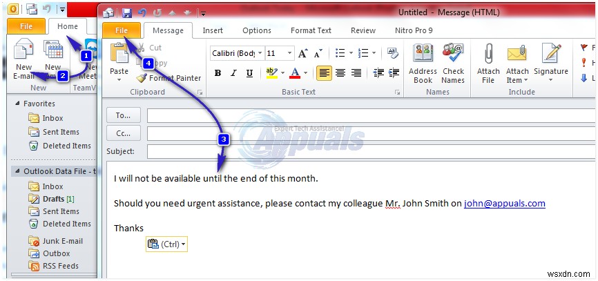 Outlook2013/2016および2010で不在時の返信を設定する方法 