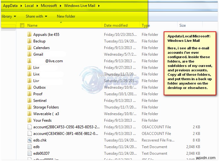 修正：WindowsLiveメールで欠落または失われたフォルダーを回復する 