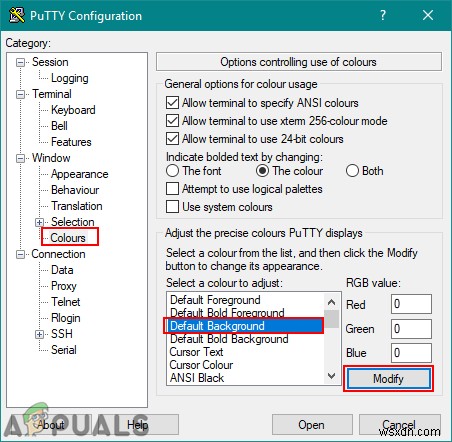 PuTTyのカスタマイズ：PuTTyの背景とフォントの色を変更する 