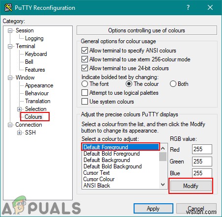 PuTTyのカスタマイズ：PuTTyの背景とフォントの色を変更する 