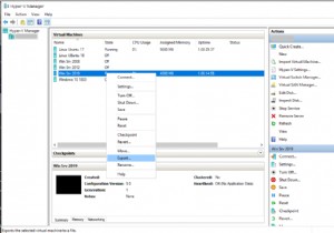 Hyper-V2019での仮想マシンのエクスポートとインポート 