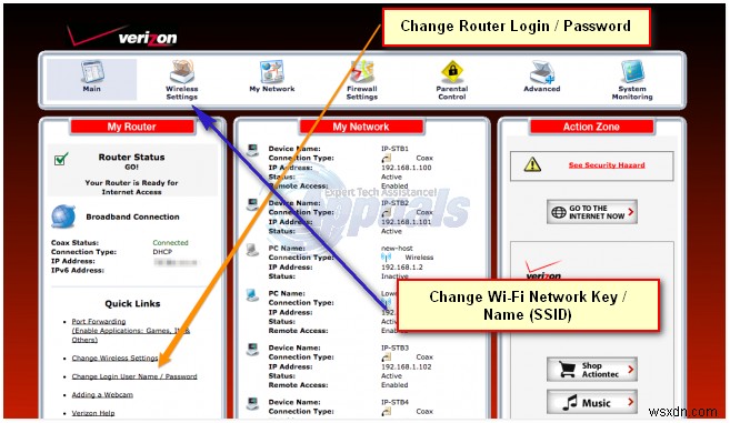 VerizonFIOSルーターの管理者パスワードを変更する方法 