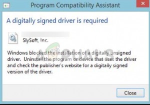 修正：Windowsにはデジタル署名されたドライバーが必要Windows 7、8、10 