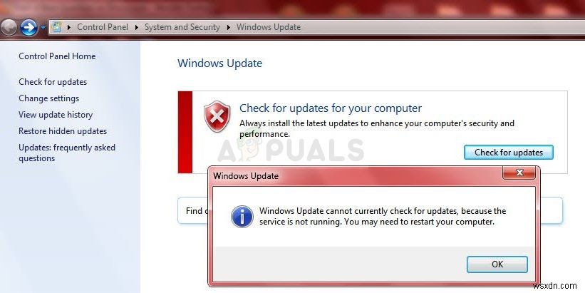修正：WindowsUpdateサービスが実行されていない 