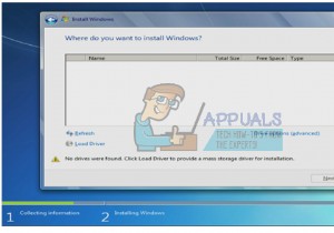 修正：Windows7インストーラーにハードドライブが見つかりません 