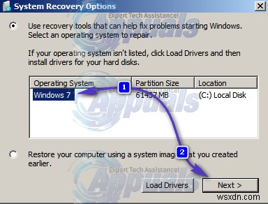 方法：Windows7でのスタートアップ修復 