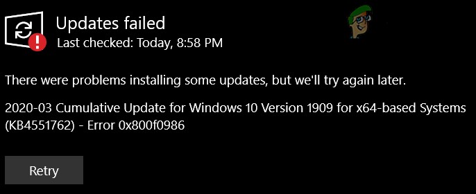 [修正]Windowsはエラー0x800F0986で次のアップデートのインストールに失敗しました 