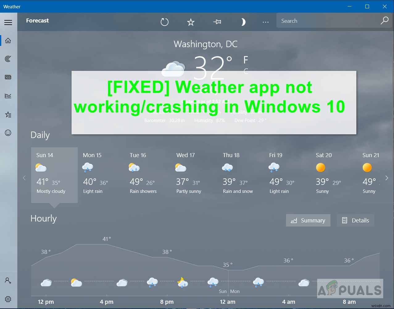 修正：Windows10で天気アプリが機能しない/クラッシュする 
