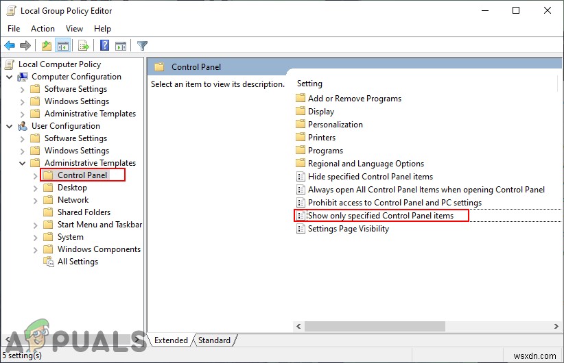 Windows 10で特定のコントロールパネルアイテムを表示/非表示にする方法は？ 