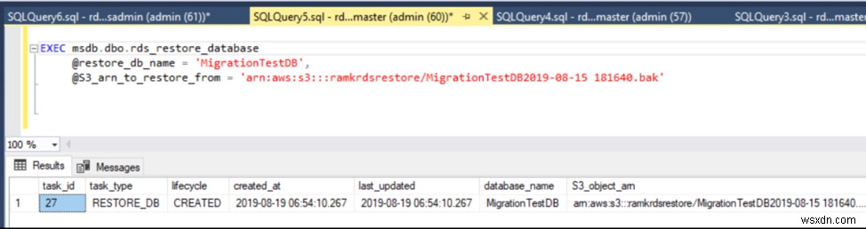 SQLServerデータベースをAWSRDSインスタンスに移行します 