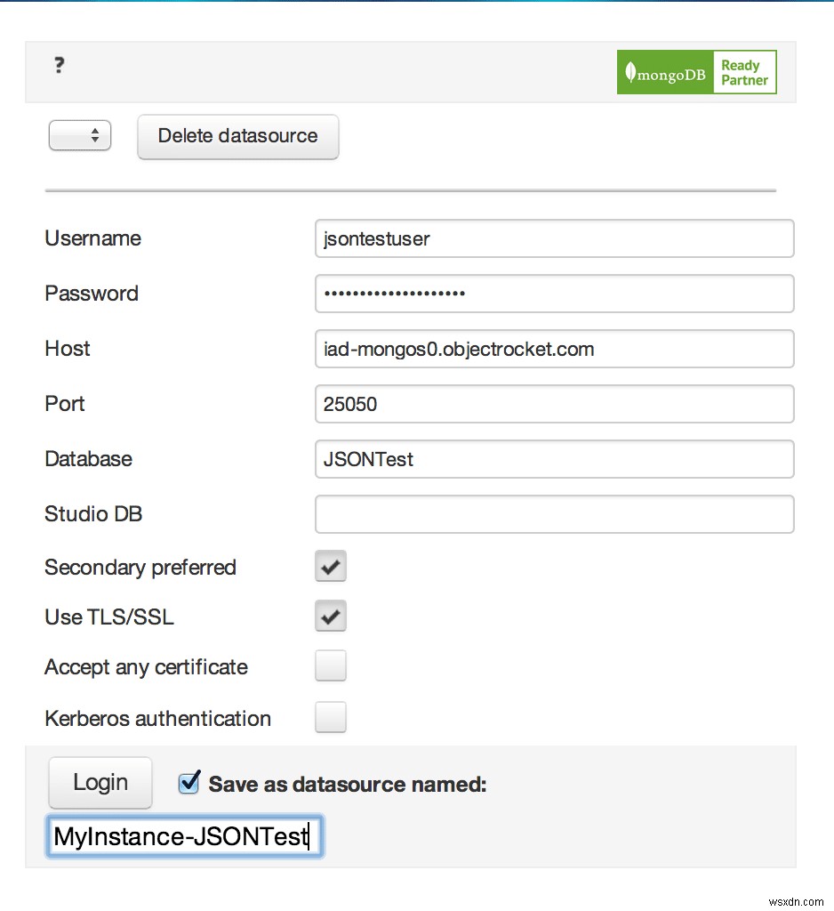 ObjectRocketインスタンスでJSONStudioを使用する方法 