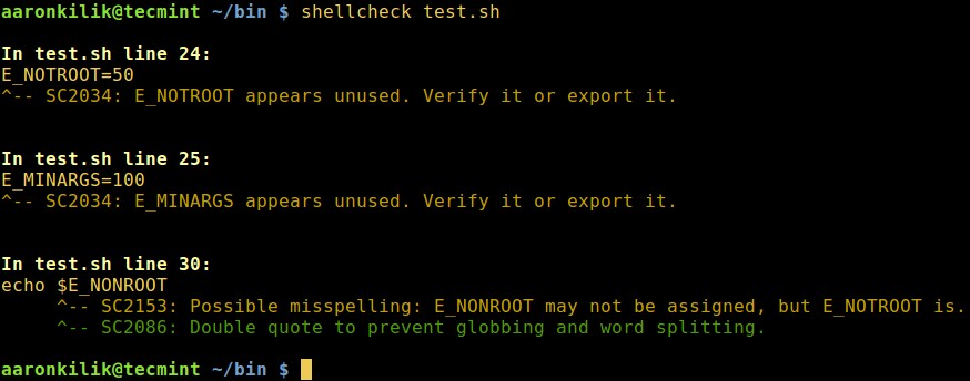 ShellCheck –シェルスクリプトの警告と提案を表示するツール 