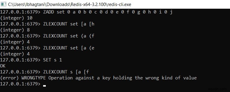 Redis ZLEXCOUNT –値の範囲でソートされたセットの要素数を取得する方法 