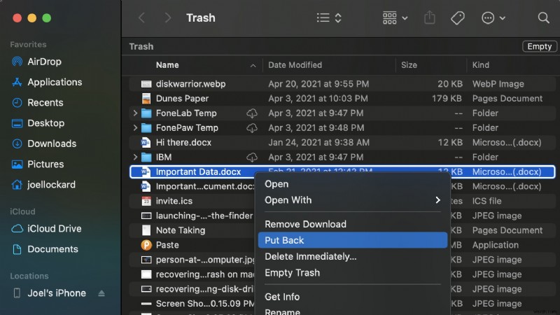 Mac で消えたデスクトップ ファイルを復元する方法