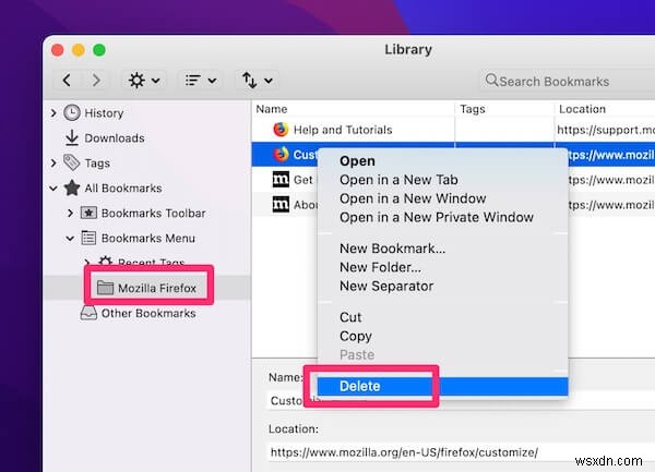 Mac (Safari、Chrome、Firefox) でブックマークを削除する方法
