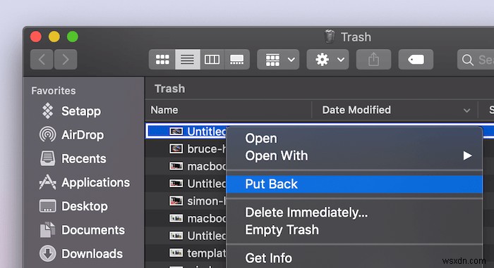 Mac のゴミ箱から削除されたファイルを復元する方法