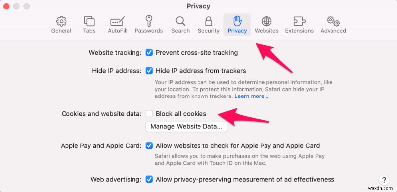 Macbook Pro で Cookie を有効および許可する方法