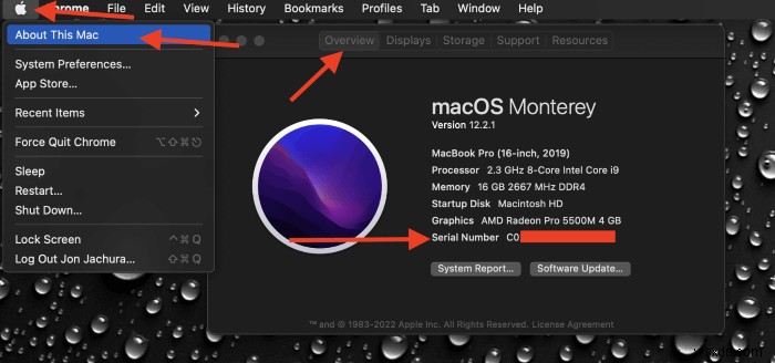 MacBook Pro のシリアル番号を見つける 5 つの方法