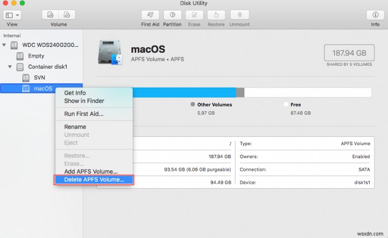 データを失うことなく Mac で APFS パーティション、コンテナ、ボリュームを削除する方法