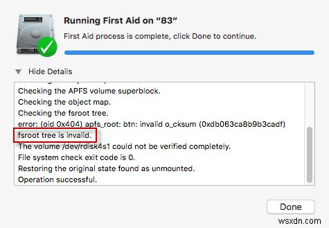 macOS で fsroot ツリーを確認すると APFS fsroot ツリーが無効になる問題を修正