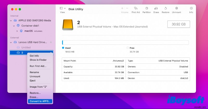 [APFS に変換] オプションがグレー表示されているか、使用できない場合の修正方法