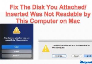 接続したディスクが Mac 上のこのコンピュータで読み取れない問題を解決する