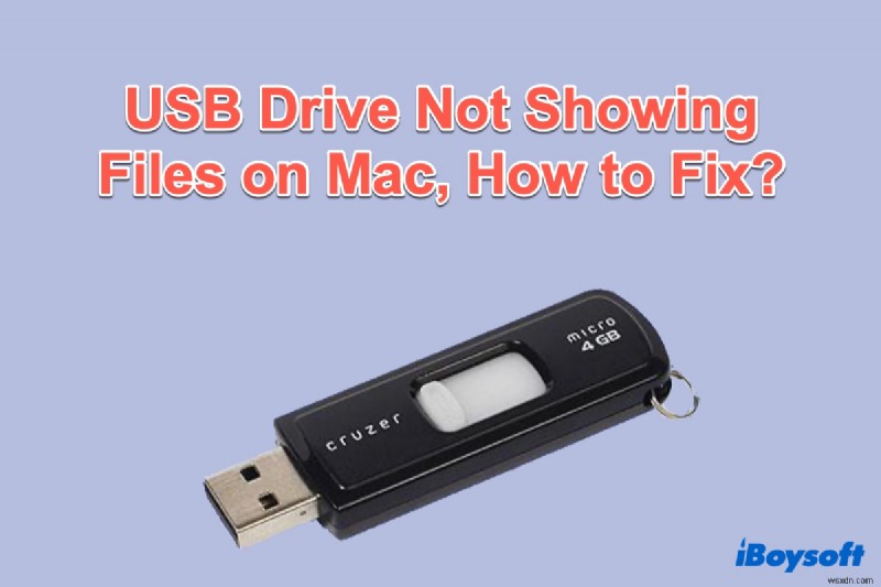 Mac の USB ドライブにファイルが表示されません。修正方法は?